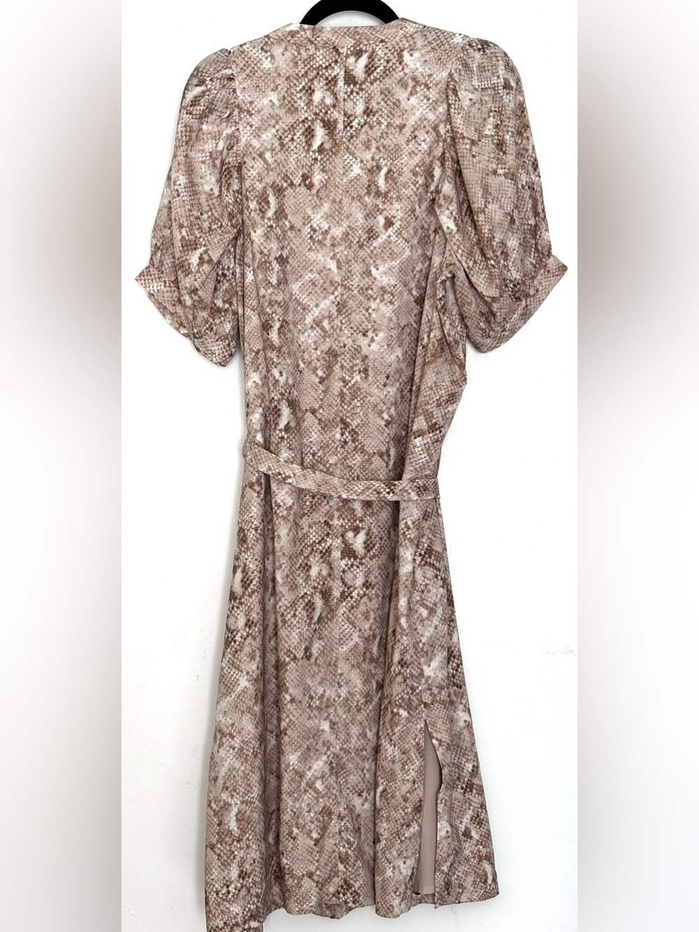 Ann Taylor Snake Print Belted Midi Dress Beige Size LP Petite - Picture 2 of 4